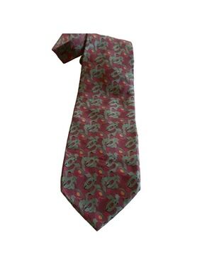 Bill Blass Burgundy and Green Patterned Tie